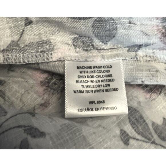 Charter Club Womens Linen XXL Black Pink Gray Floral Button Up NWT Roll Tab NEW - Picture 9 of 10